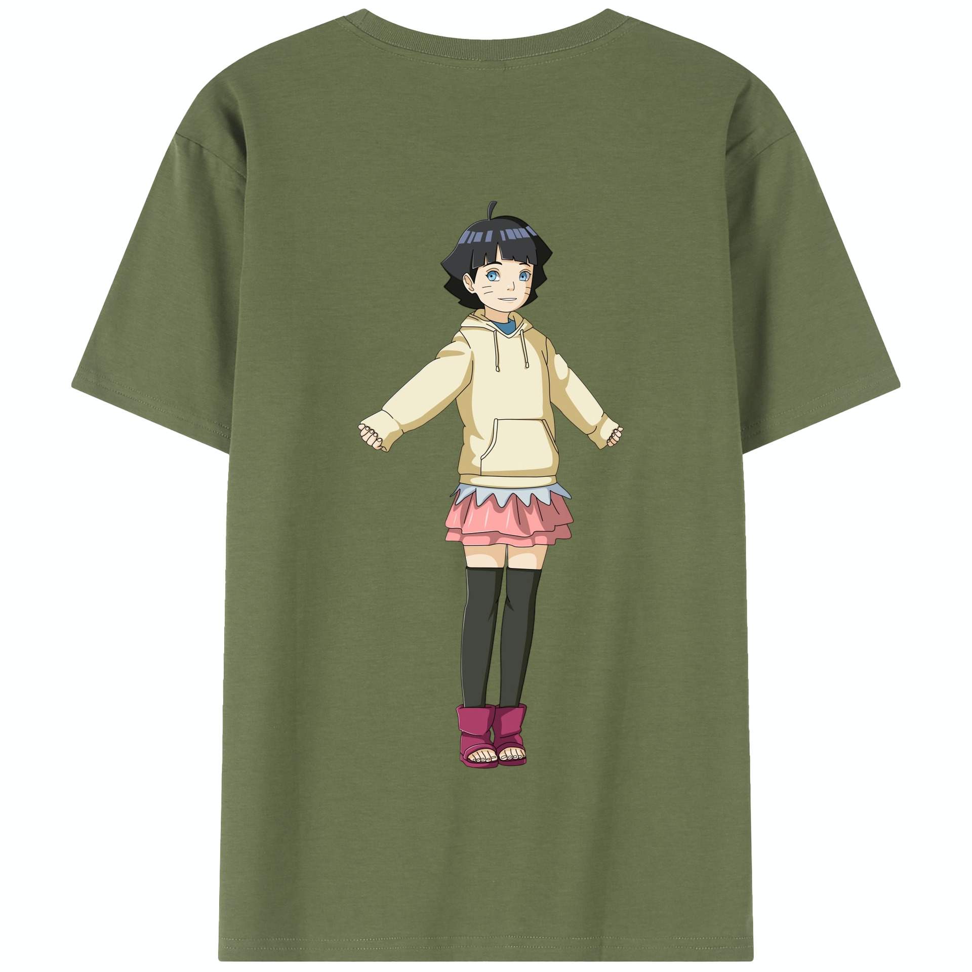 （画像用） NARUTO -ナルト- うずまき ヒマワリ Uzumaki Himawari 綿100％半袖Tシャツ（背面プリント）
